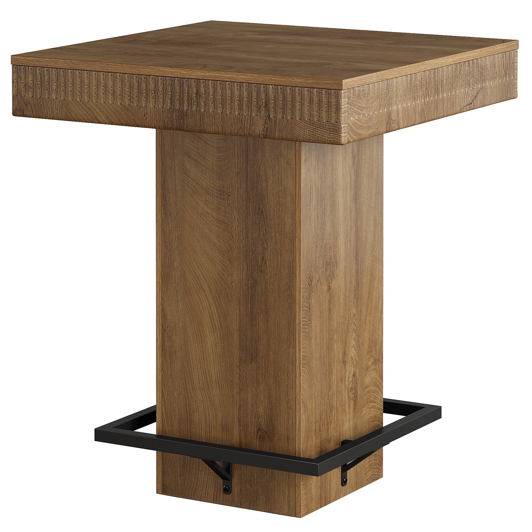 31.5" Square Bar Table, Industrial Bistro Pub Table with Metal Footrest