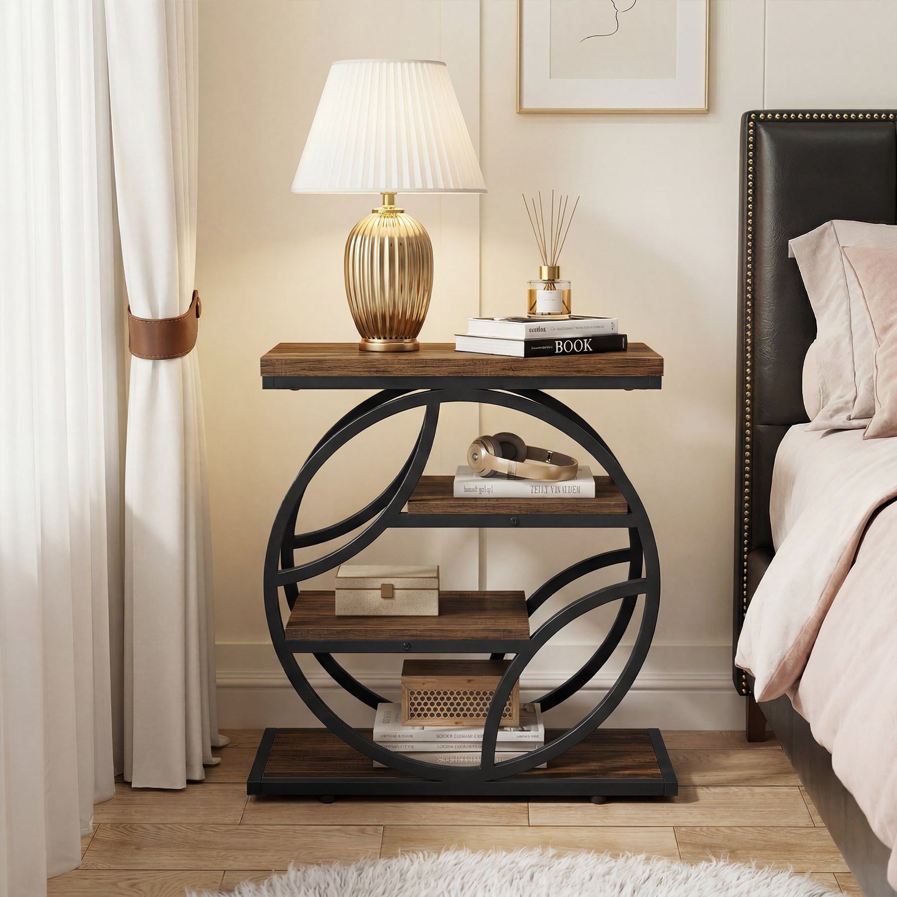 Tribesigns 25.59 Inch Narrow Side Table with Storage, 4 Tier Industrial End Table