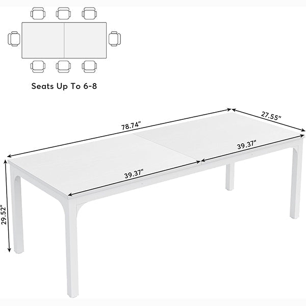 78" Rectangular Dining Table, Long Kitchen Table for 6-8 People