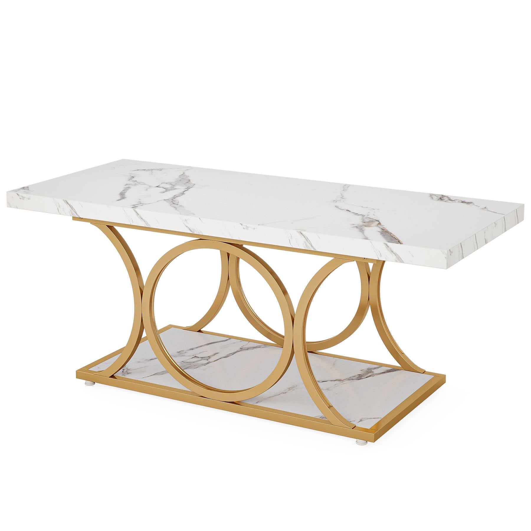 47.24" Rectangle Coffee Table, Center Table with Faux Marble Top