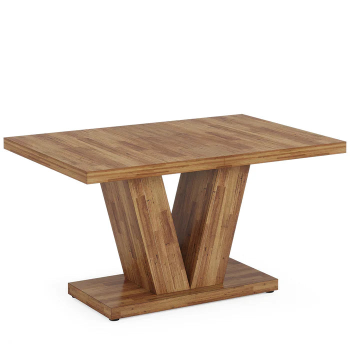 47" Dining Table, Farmhouse Wooden Kitchen Dinner Table with Duty Pedestal