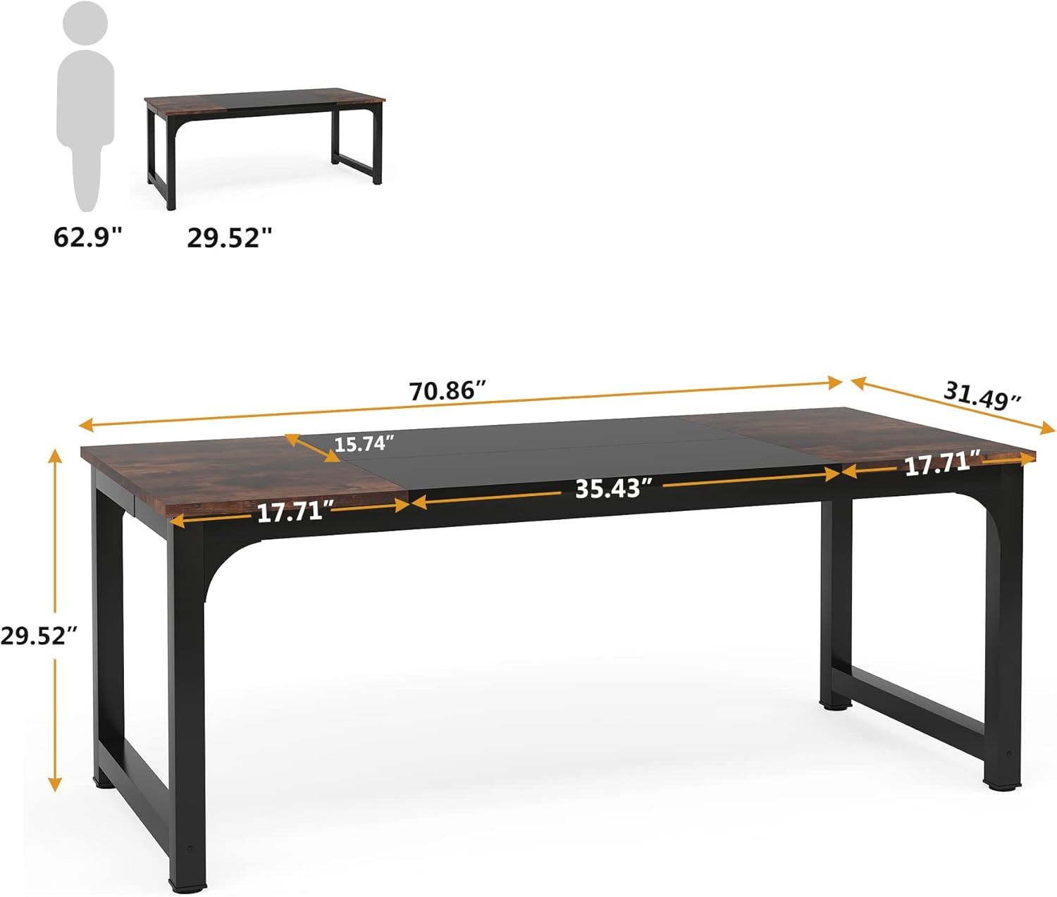 Tribesigns 63” Computer Desk, Industrial Workstation for Home Office