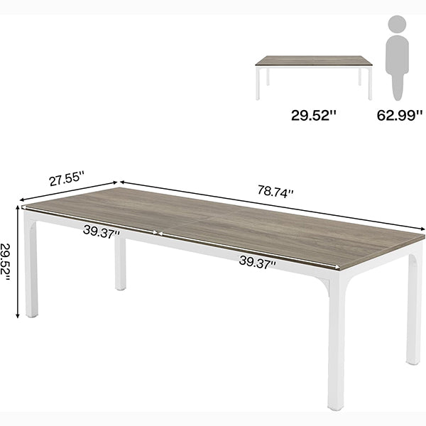 78" Rectangular Dining Table, Long Kitchen Table for 6-8 People