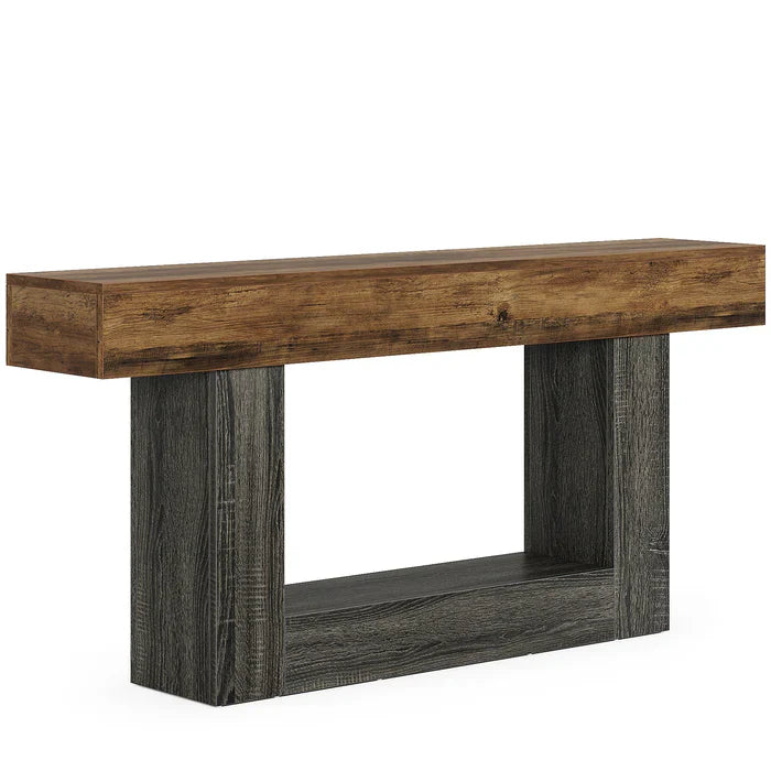 63" Distressed Wood Console Table, 2-Tier Sofa & Entry Table