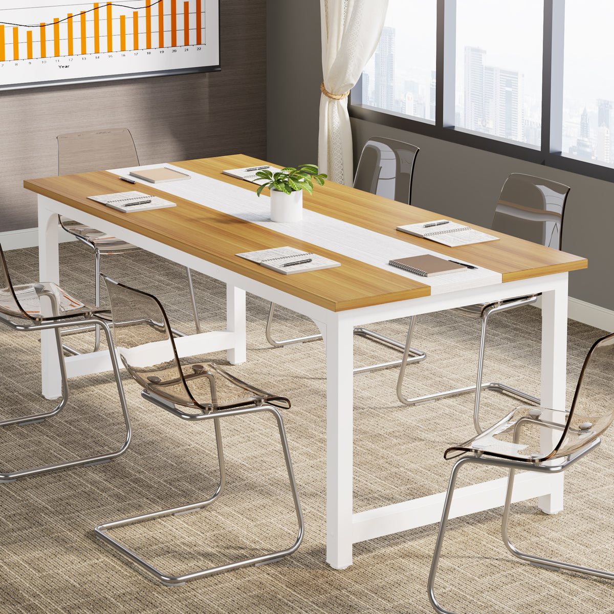 63" Large Office Desk, Industrial Writing Workstation