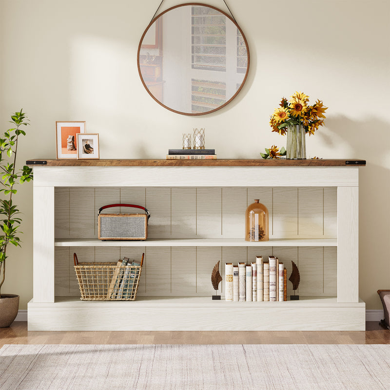 63" Console Table, Long Entryway Table Sofa Table With Storage