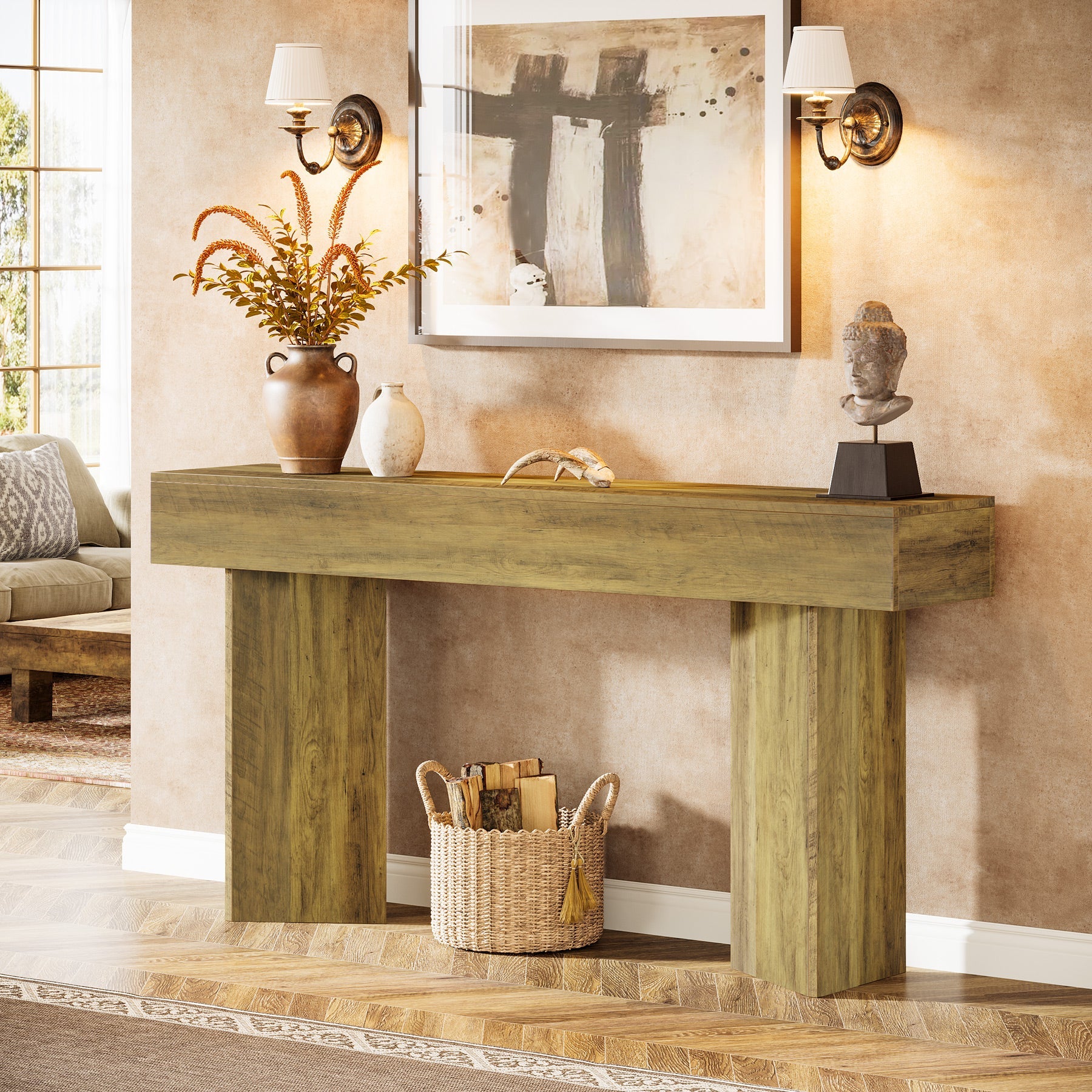 63" Console Table, Narrow Sofa Table Entry Console Table