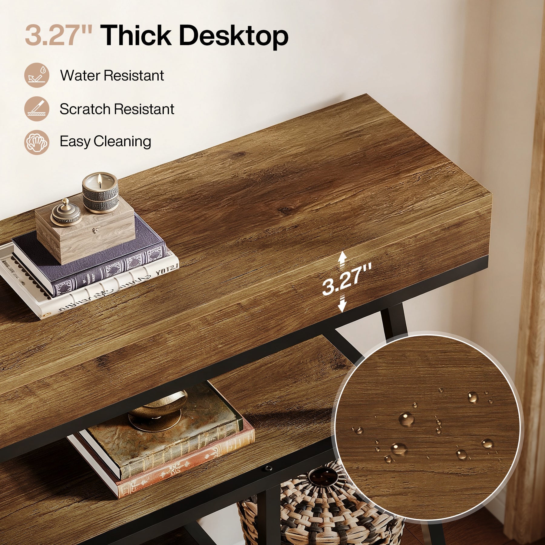 41.3" Console Table, Industrial Entryway Sofa Table with 4-Tier Shelves