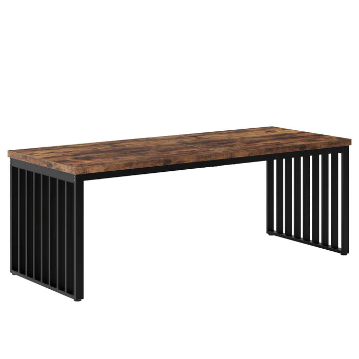 71" Modern Industrial Dining Table for 8, Long Farmhouse Kitchen Table with Metal Frame