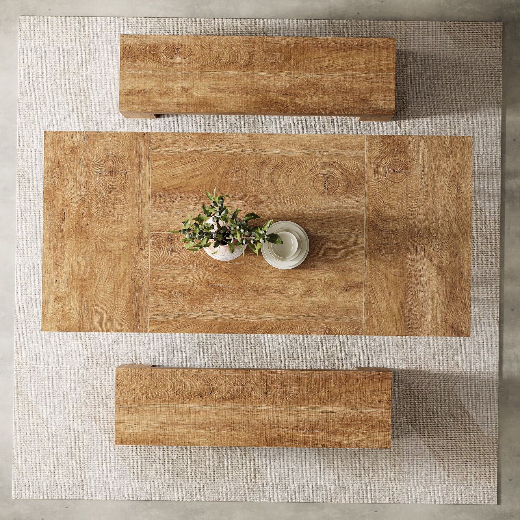 63" Dining Table for 4 People, Farmhouse Kitchen Table with Thick Top for Dining Room Living Room