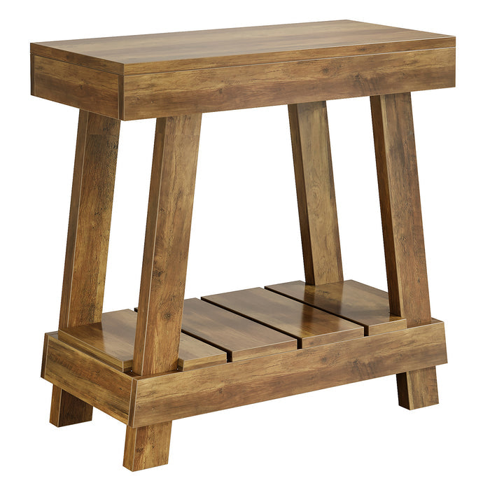 60cm Side Table, Country 2-Tier Wooden Nightstand for Living Room Bedroom