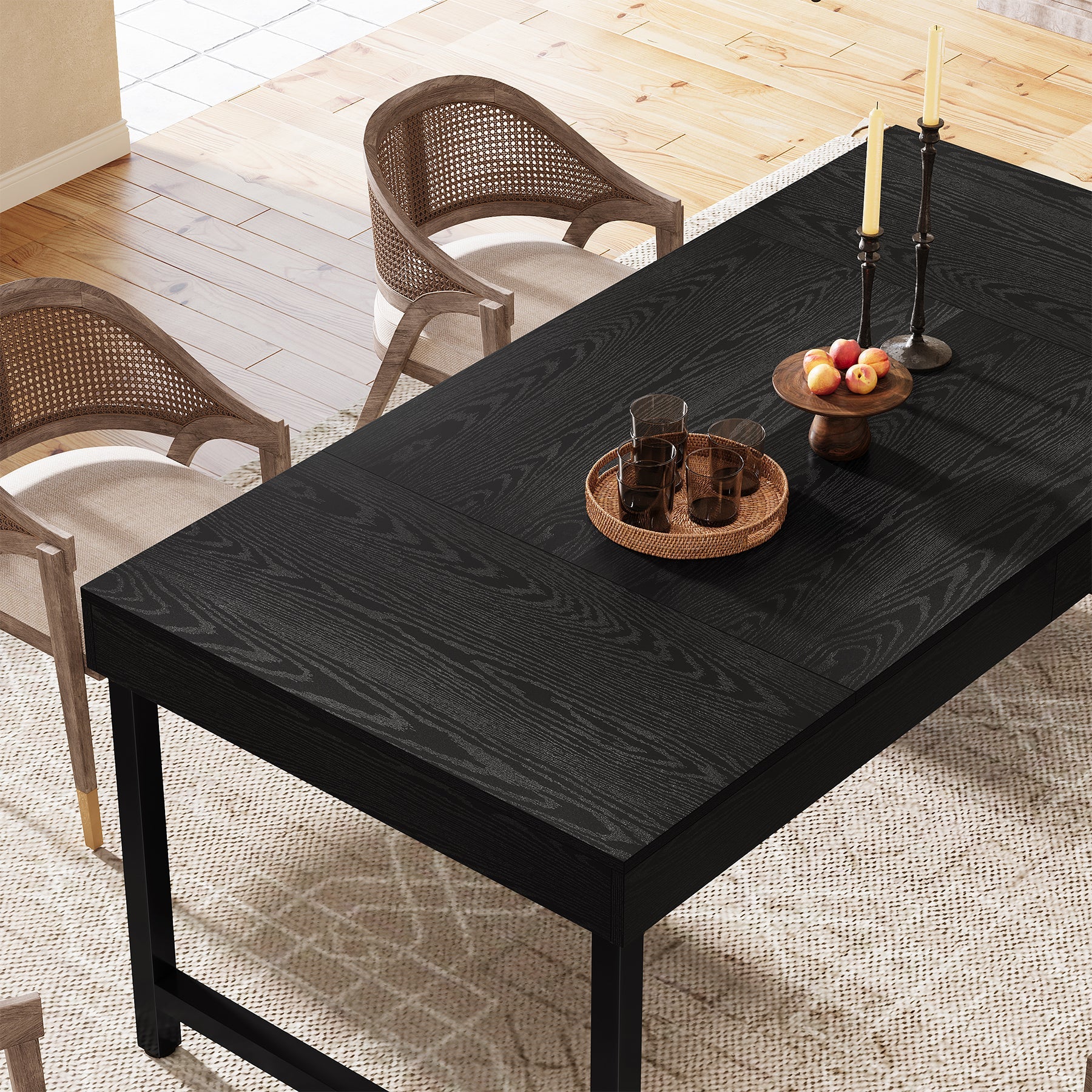 55" Tribesigns Farmhouse Dining Table, with Heavy-Duty Metal Legs for 4-6 People