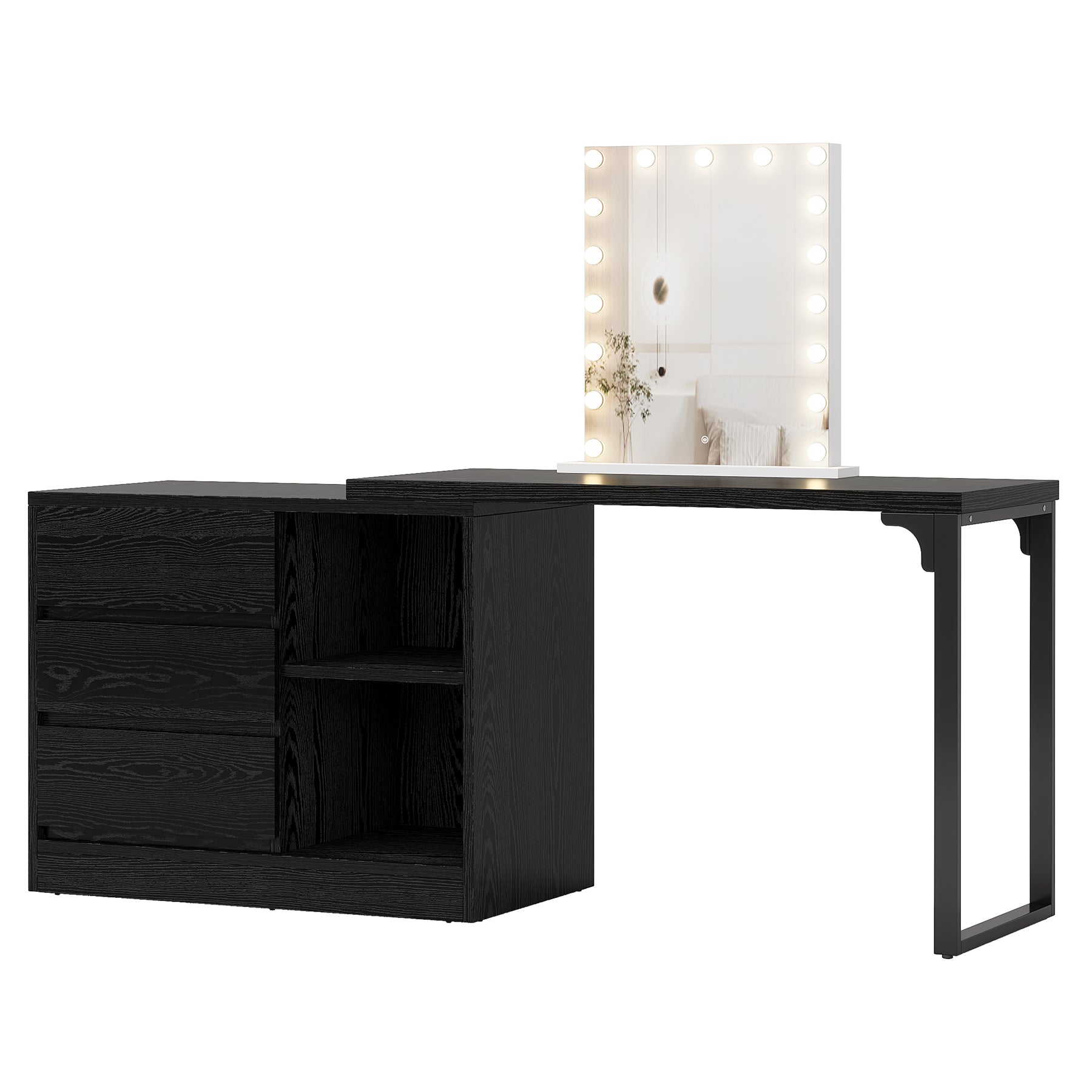 Modern Makeup Vanity, Dressing Table With 3 Drawers & Storage Shelves
