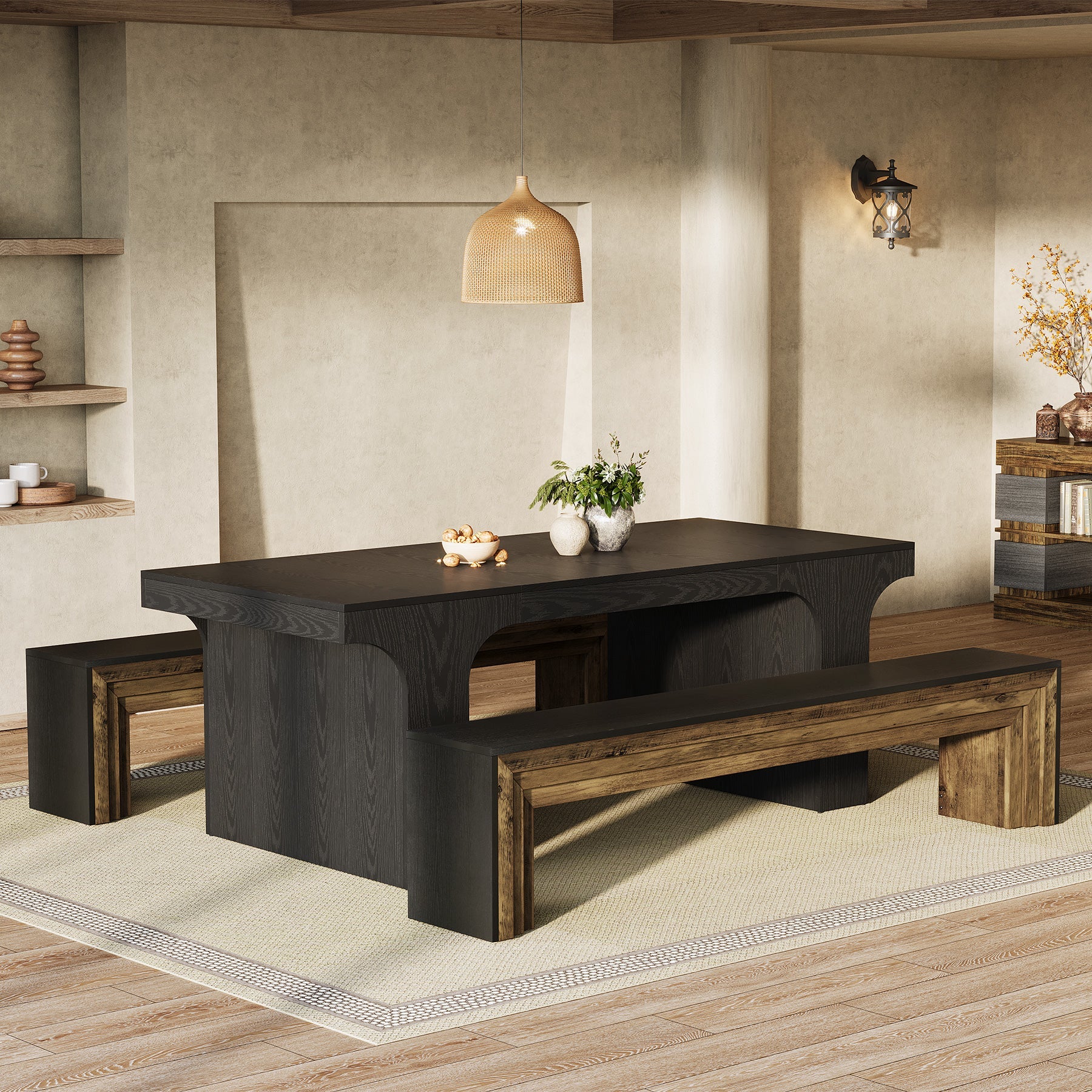 180cm Dining Bench, Farmhouse Long Kitchen Bench Seating