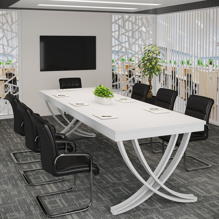 78" Conference Table for 6-8 People, Rectangular Table with Metal Frame