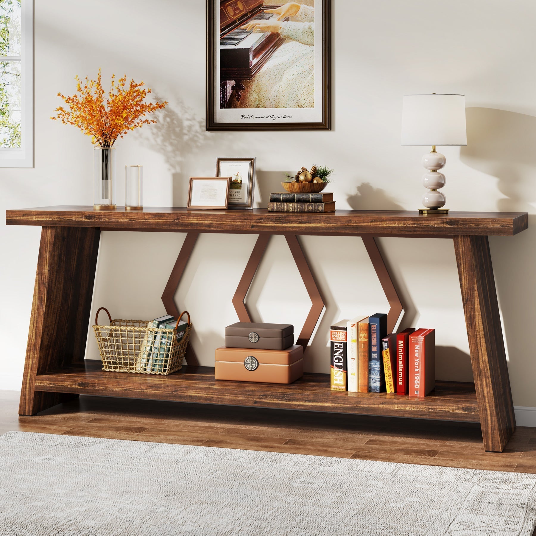 70.86-Inch Console Table, Entryway Console Table With Storage