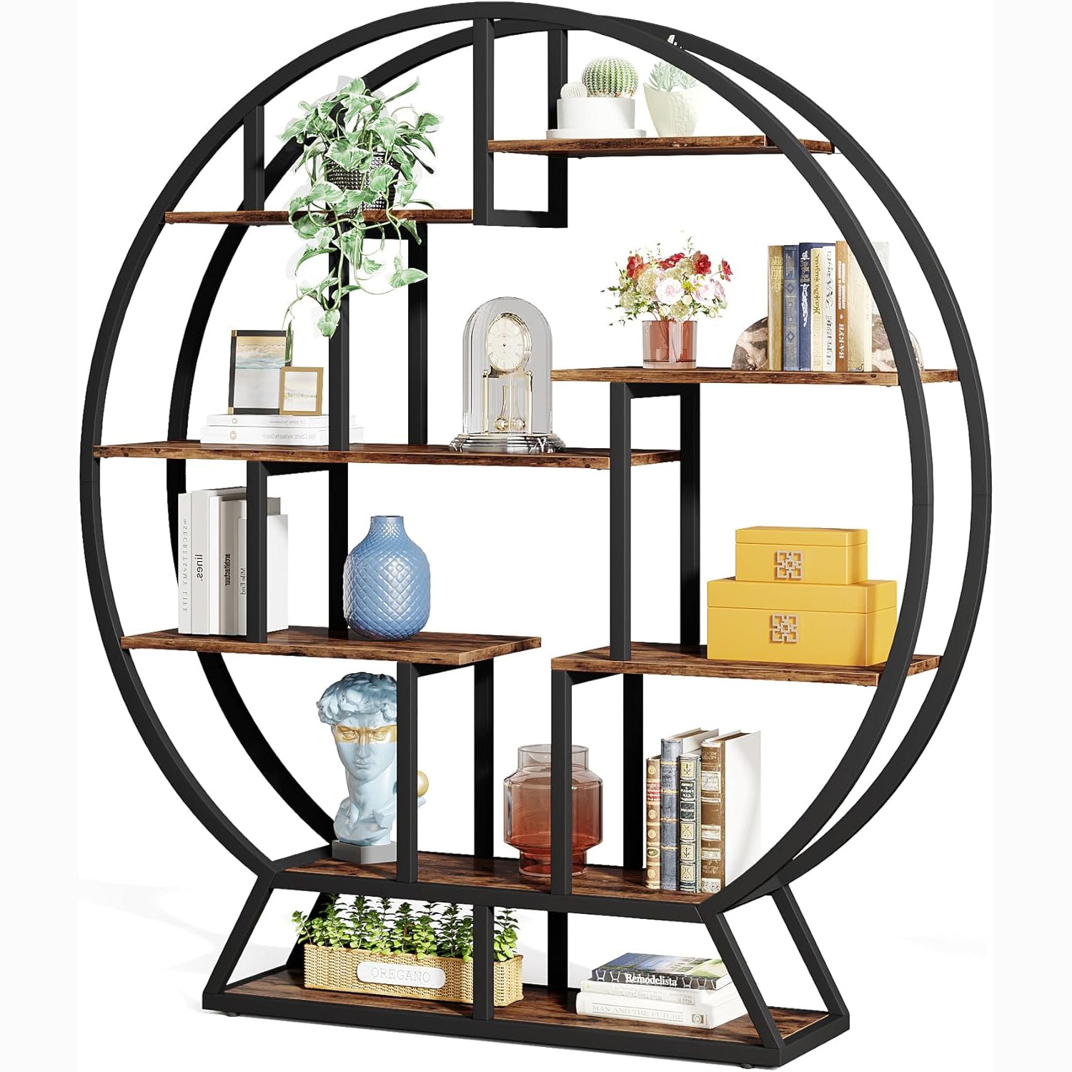 63" Round Plant Stand, Flower Pot Plant Rack with 8 Shelves
