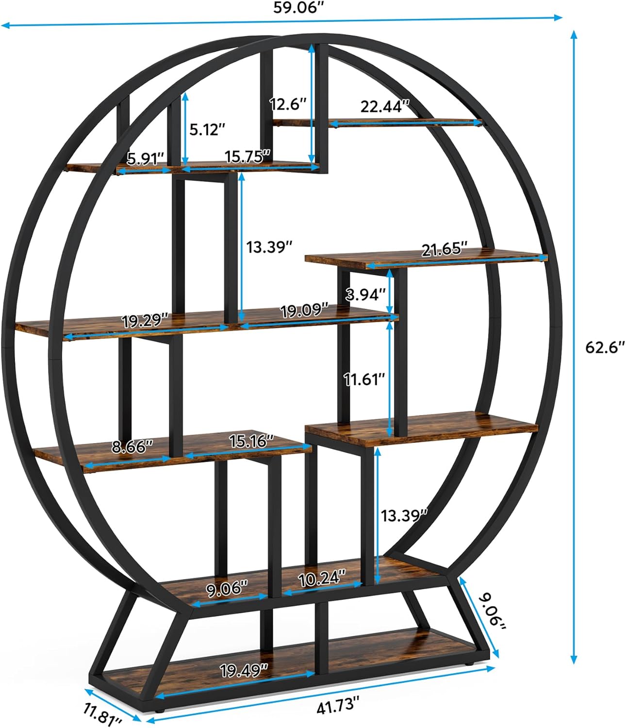 63" Round Plant Stand, Flower Pot Plant Rack with 8 Shelves