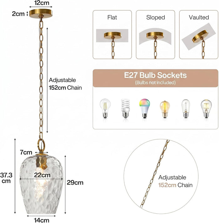 Tribesigns Ceiling Pendant Light, Height Adjustable 152 cm, Diameter 22cm