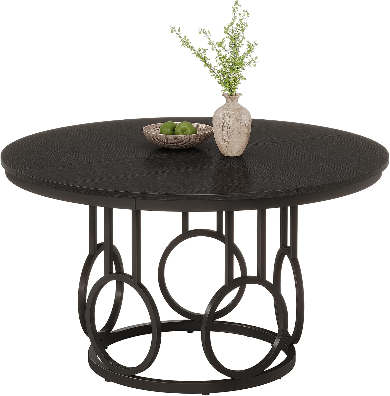 47" Wood Dining Table, Round Kitchen Table for 4-6 People