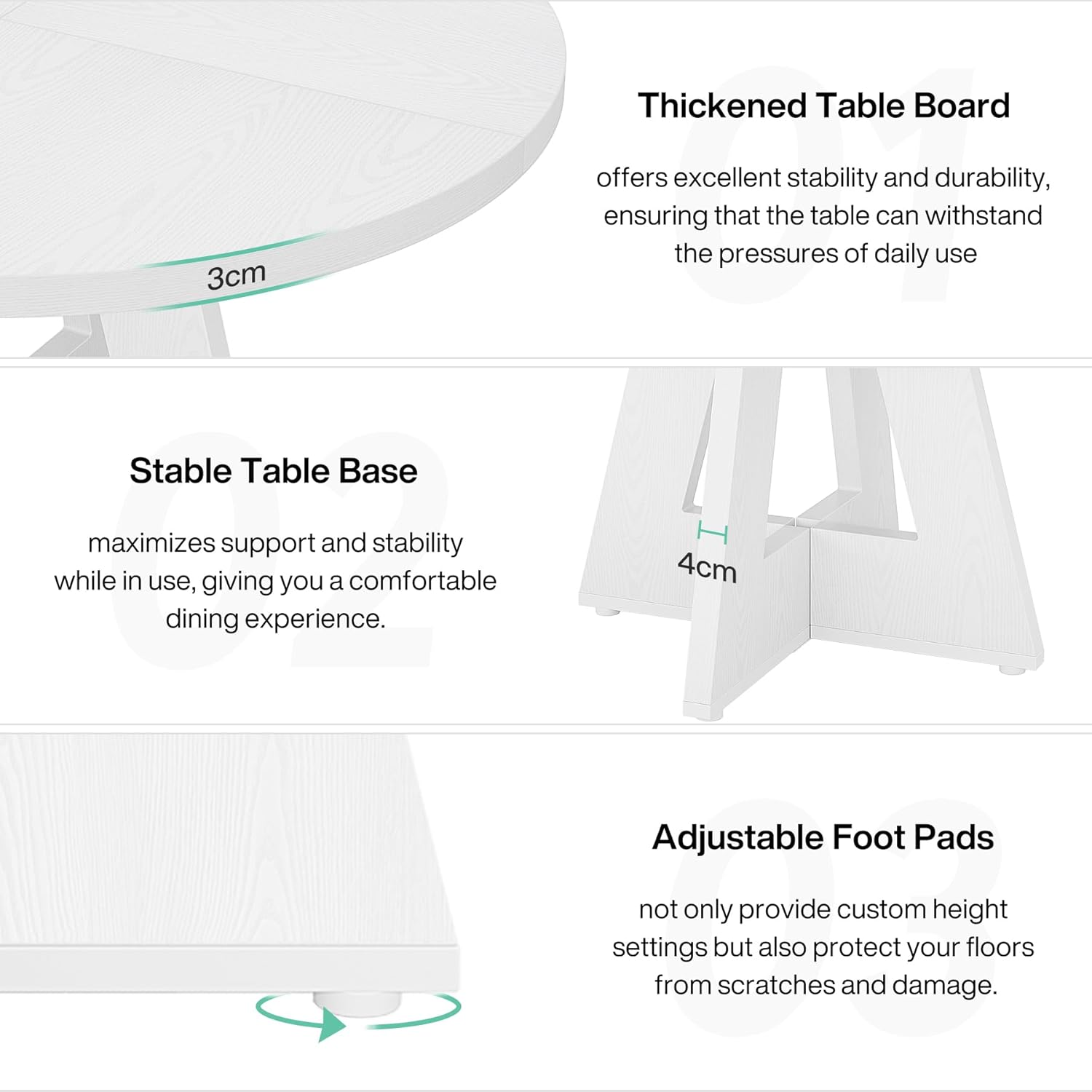 47" Round Dining Table, Farmhouse Wood Kitchen Table for 4-6 with Cross Base