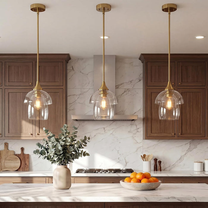 Tribesigns Pendant Light, E27 LED Modern Double-Layered Glass Kitchen Chandelier
