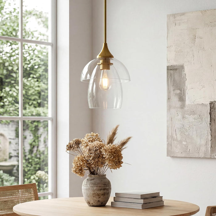 Tribesigns Pendant Light, E27 LED Modern Double-Layered Glass Kitchen Chandelier