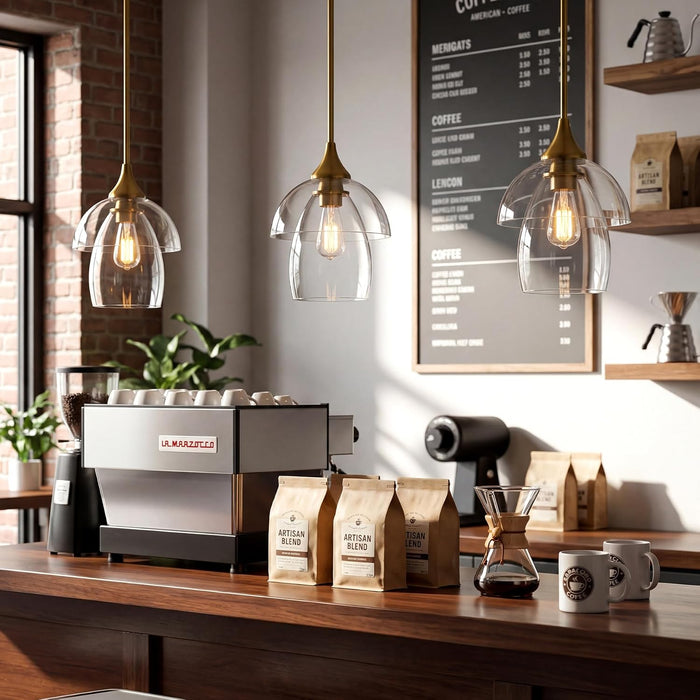 Tribesigns Pendant Light, E27 LED Modern Double-Layered Glass Kitchen Chandelier