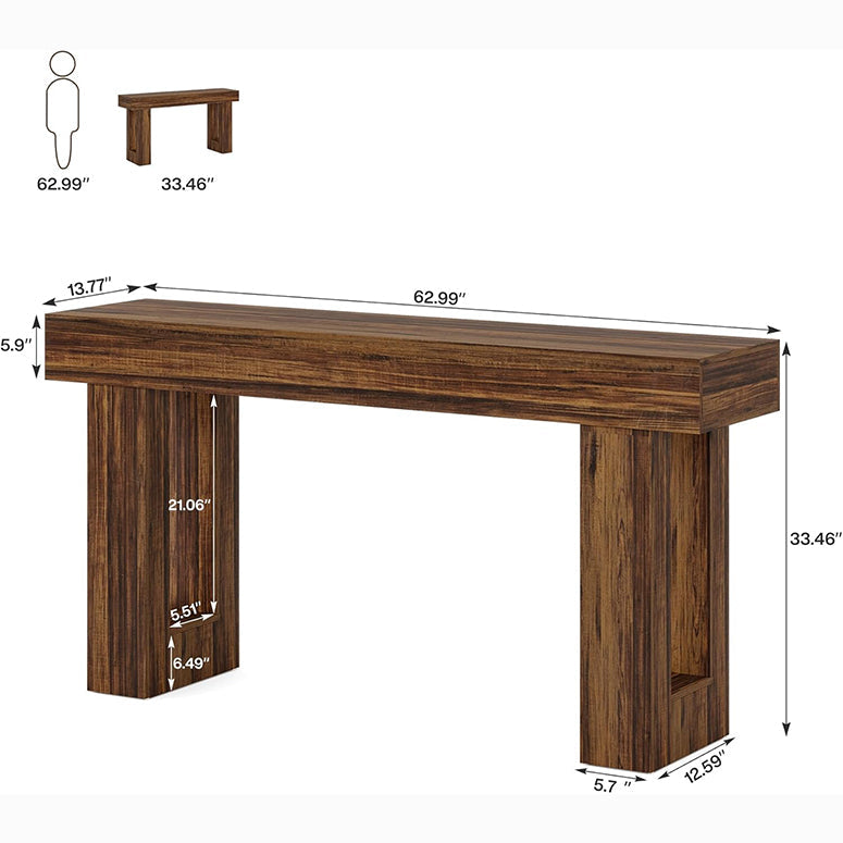 160cm Rustic Wood Console Table, Farmhouse Sofa Table