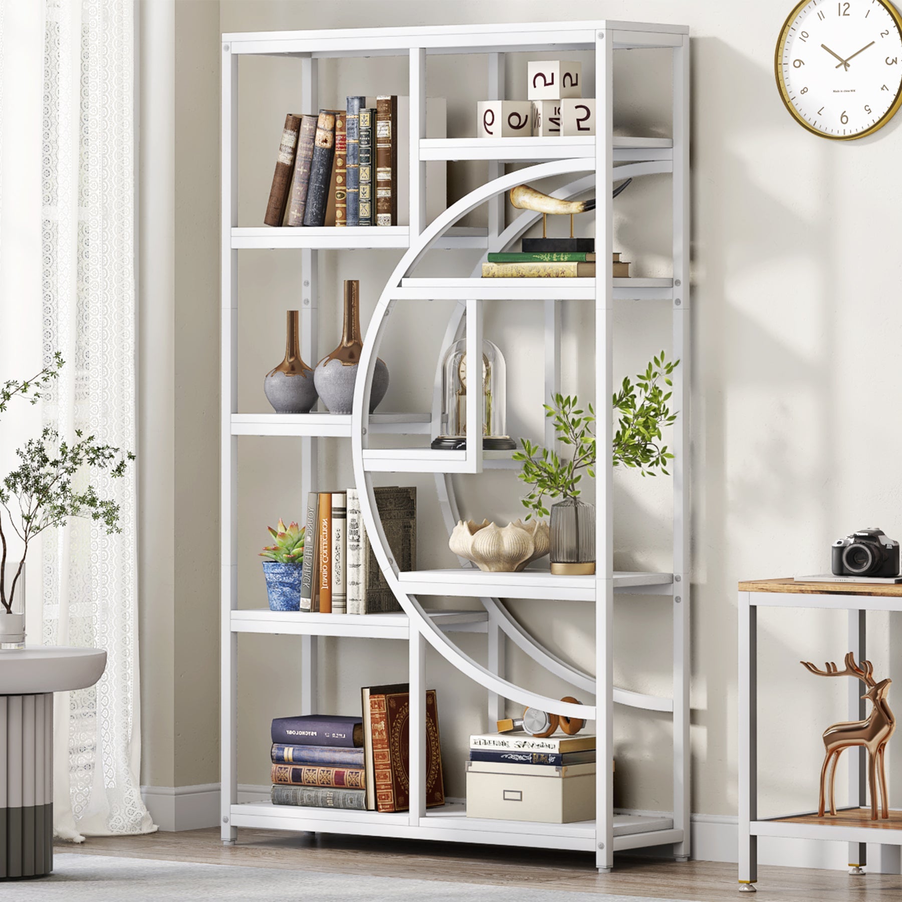 37.4" 5-Tier Industrial Bookshelf for Living Room, Bedroom, Home Office
