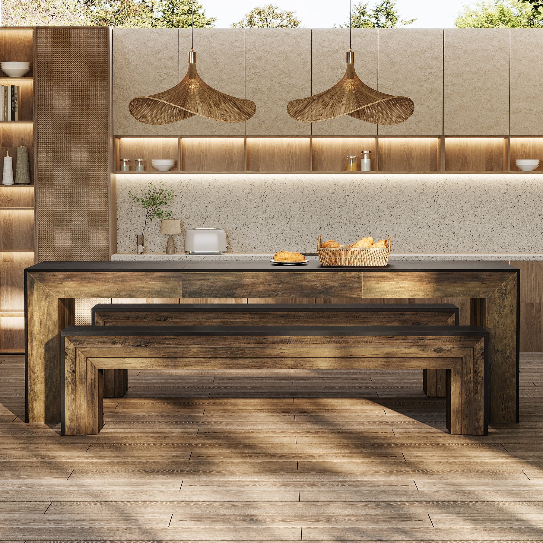 180cm Dining Bench, Farmhouse Long Kitchen Bench Seating