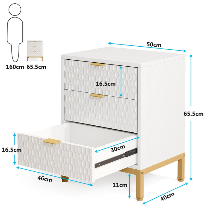 65cm Modern Nightstand, 3-Drawer Bedside Table for Bedroom
