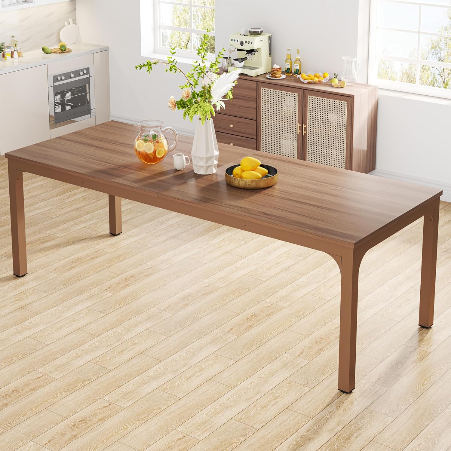 78" Rectangular Dining Table, Long Kitchen Table for 6-8 People