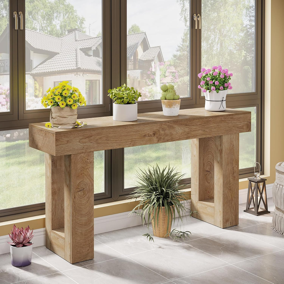 63" Farmhouse Console Table with Durable Design for Entryway and Living Room