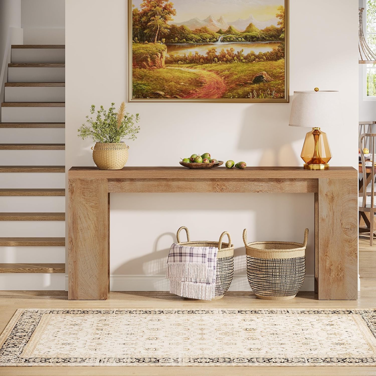 Tribesigns 63" Extra Long Console Table, Farmhouse Sofa Table Behind Couch