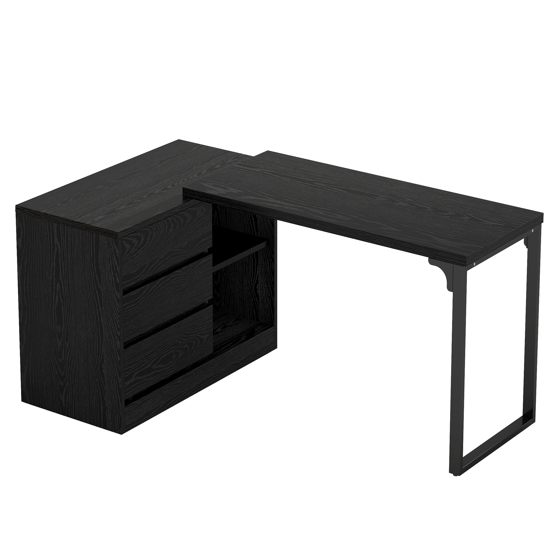 L-Shaped Computer Desk, Reversible Corner Desk With Drawer Cabinet