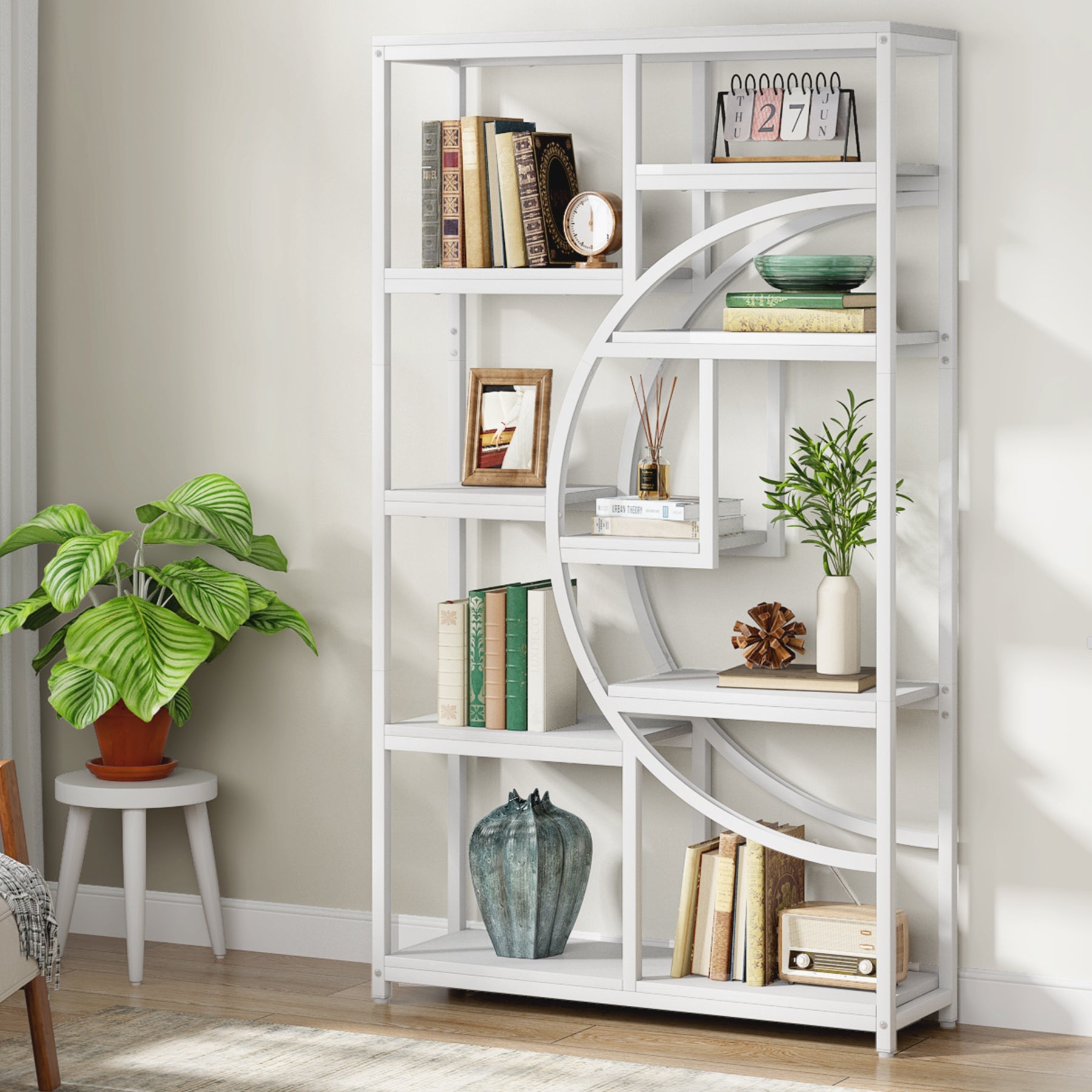 37.4" 5-Tier Industrial Bookshelf for Living Room, Bedroom, Home Office