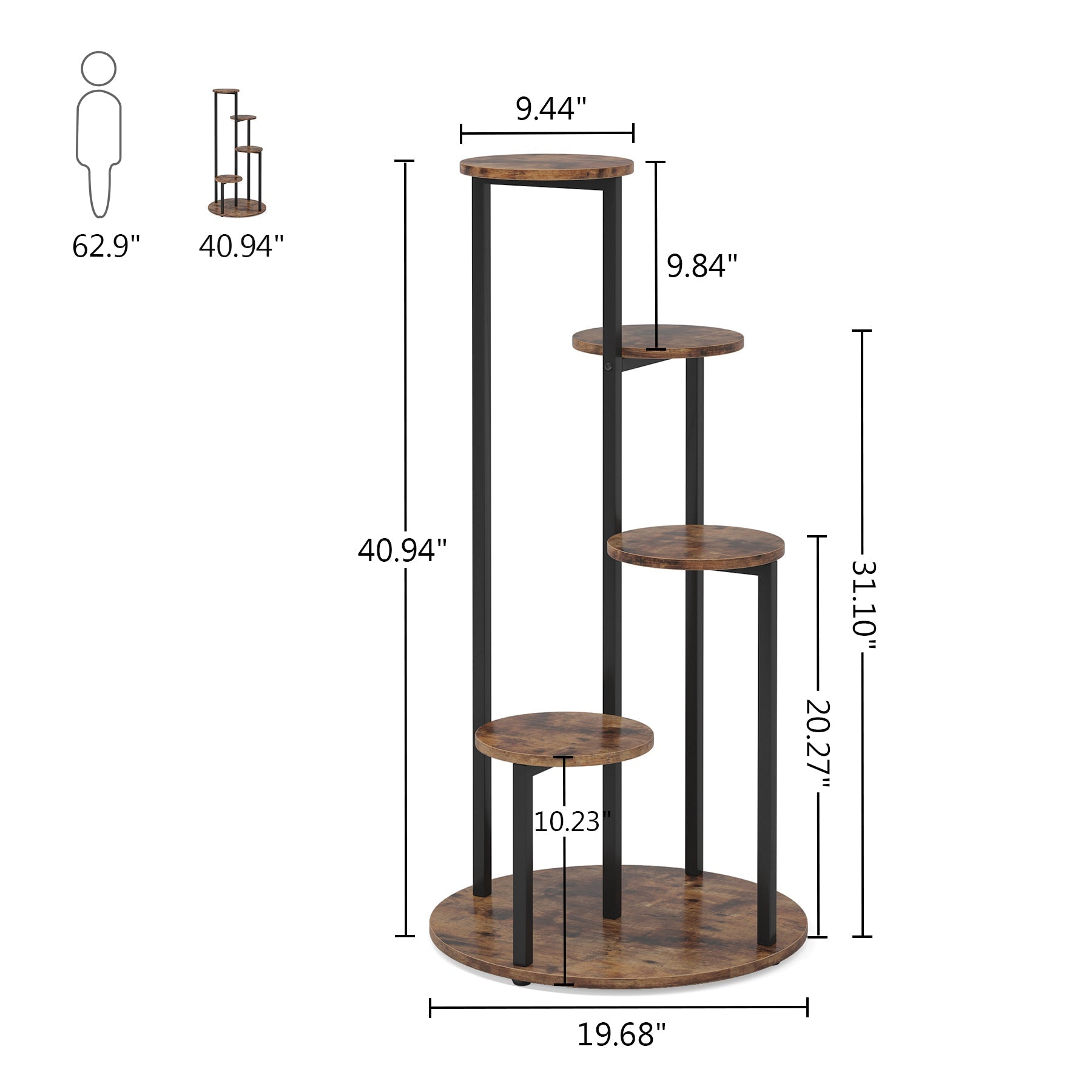 4 - Tier Plant Stand, Multiple Potted Plants Holder Corner Flower Shelf Tribesigns