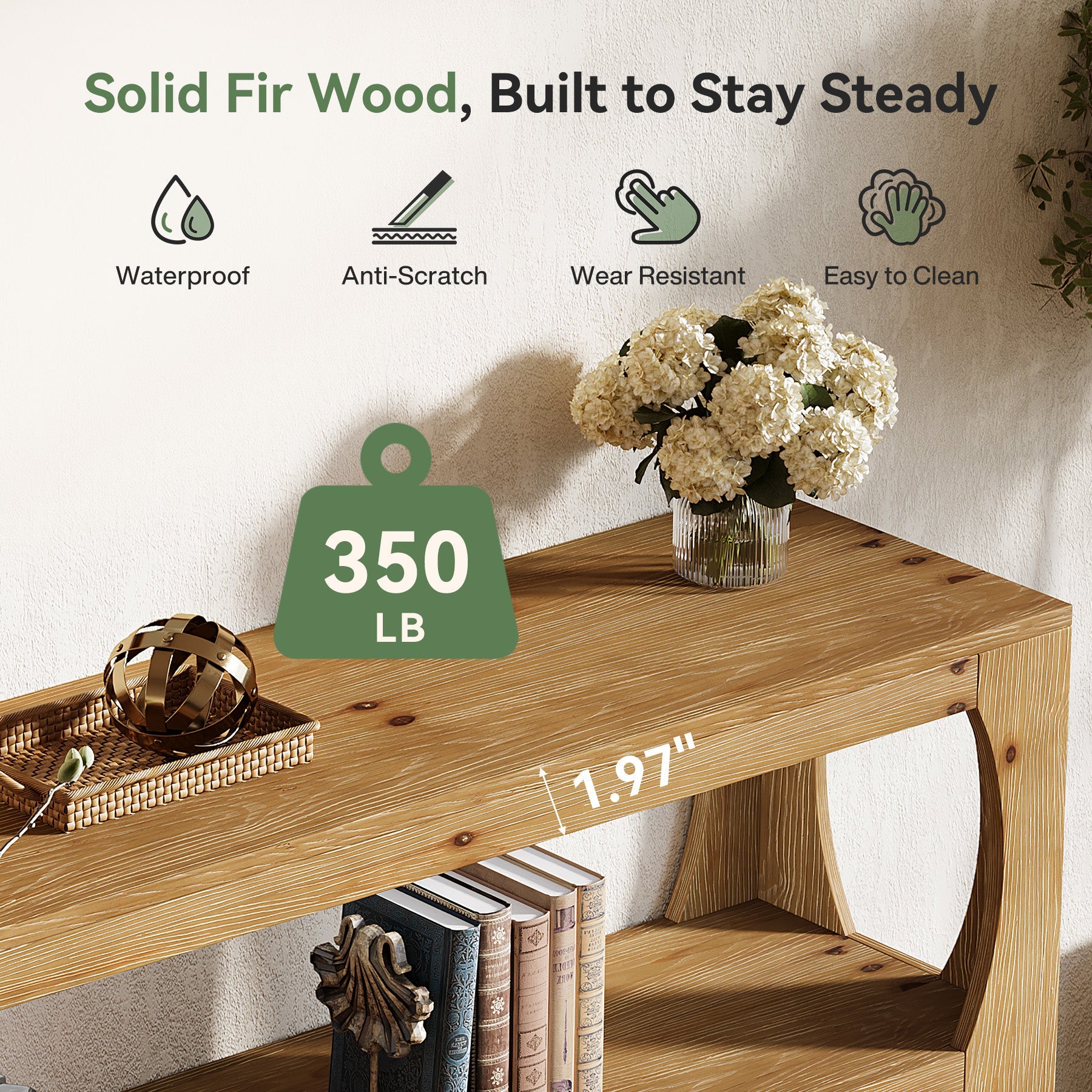 160cm Solid Wood Console Table, Farmhouse Narrow Entryway Sofa Table with 3-Tier Storage