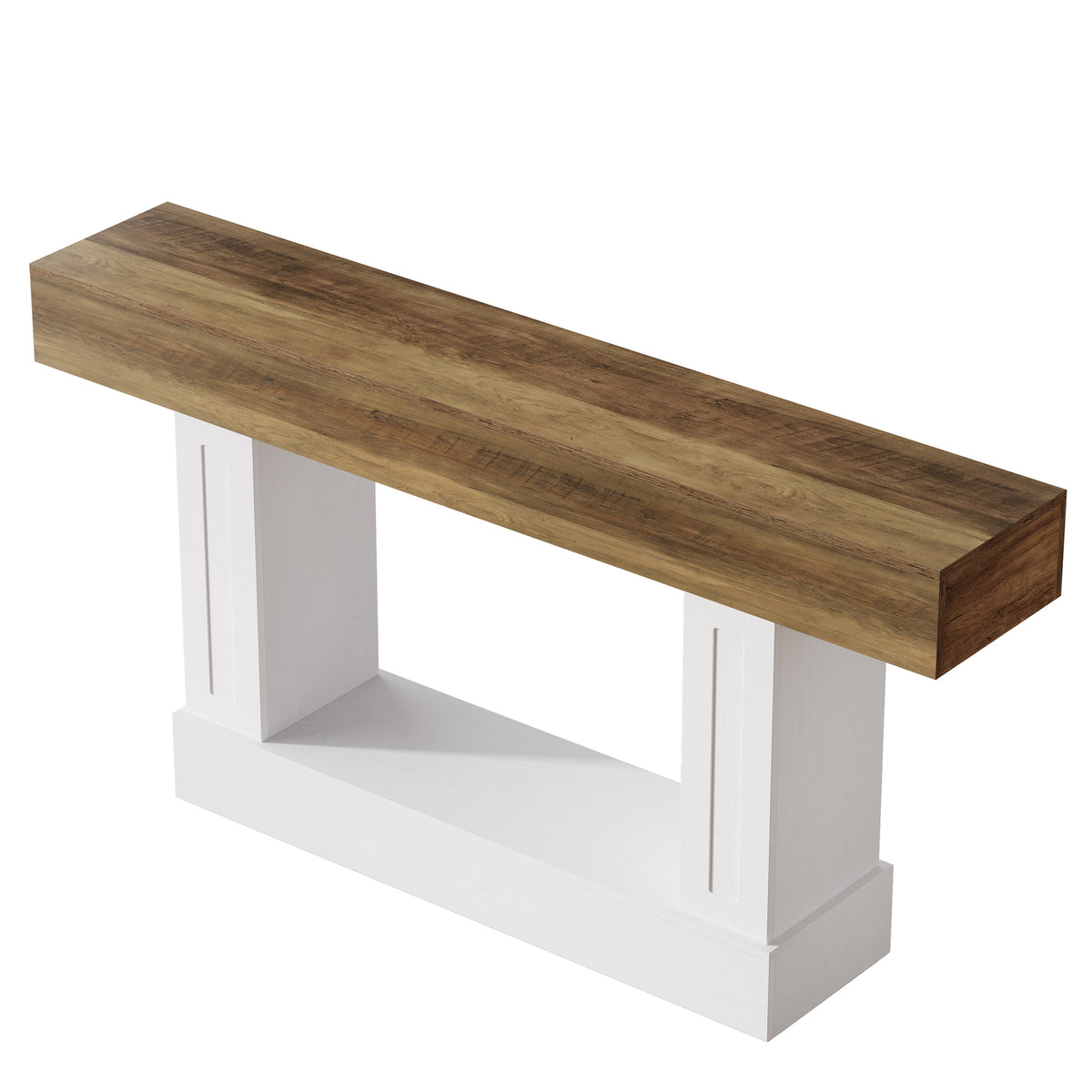 160cm Console Table, Narrow Rustic Open Storage for Hallway Living Room