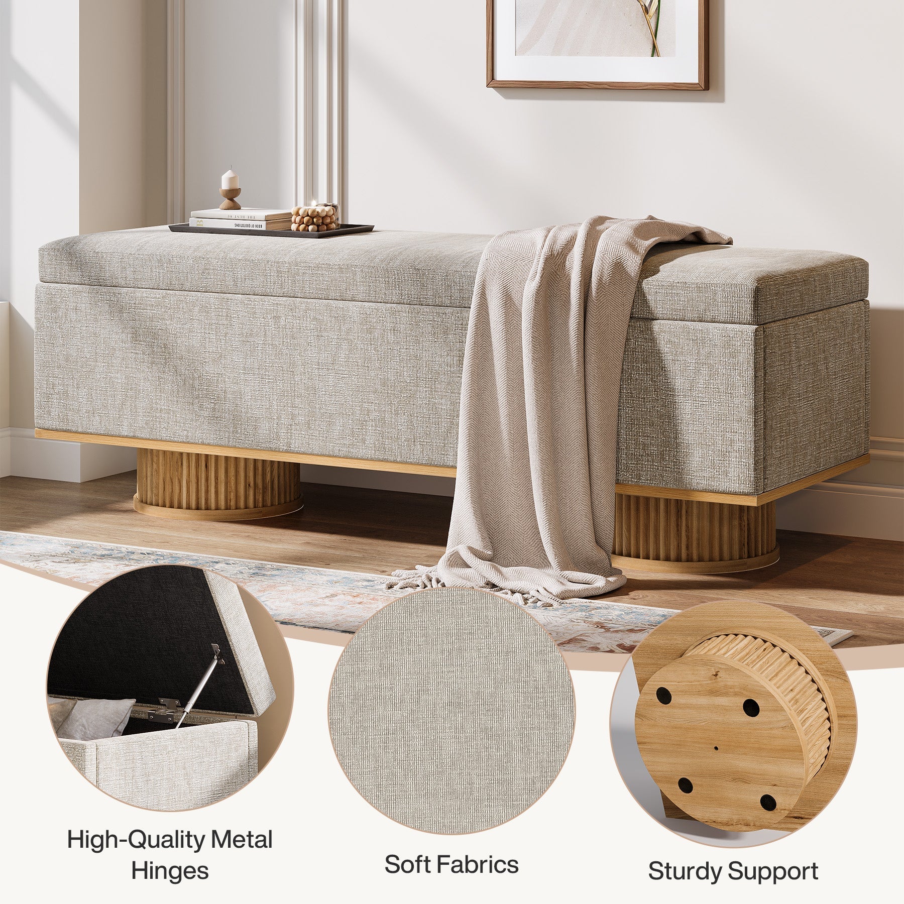 50.4" Shoe Bench, Upholstered Entryway Bench with Flip Up Storage