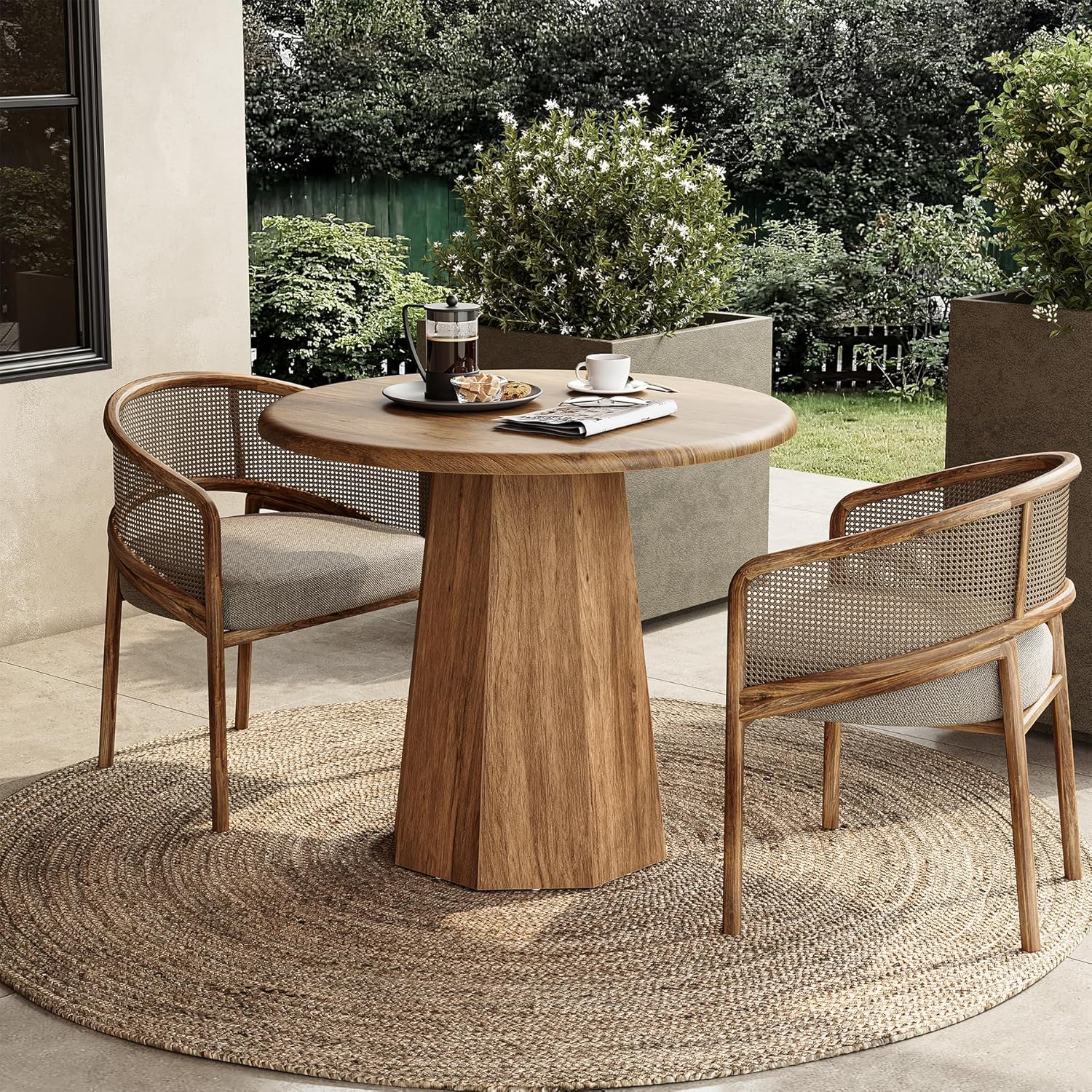 31.5" Compact Round Dining Table, Octagonal Base Kitchen Table for 2-4 People ( Only Table)