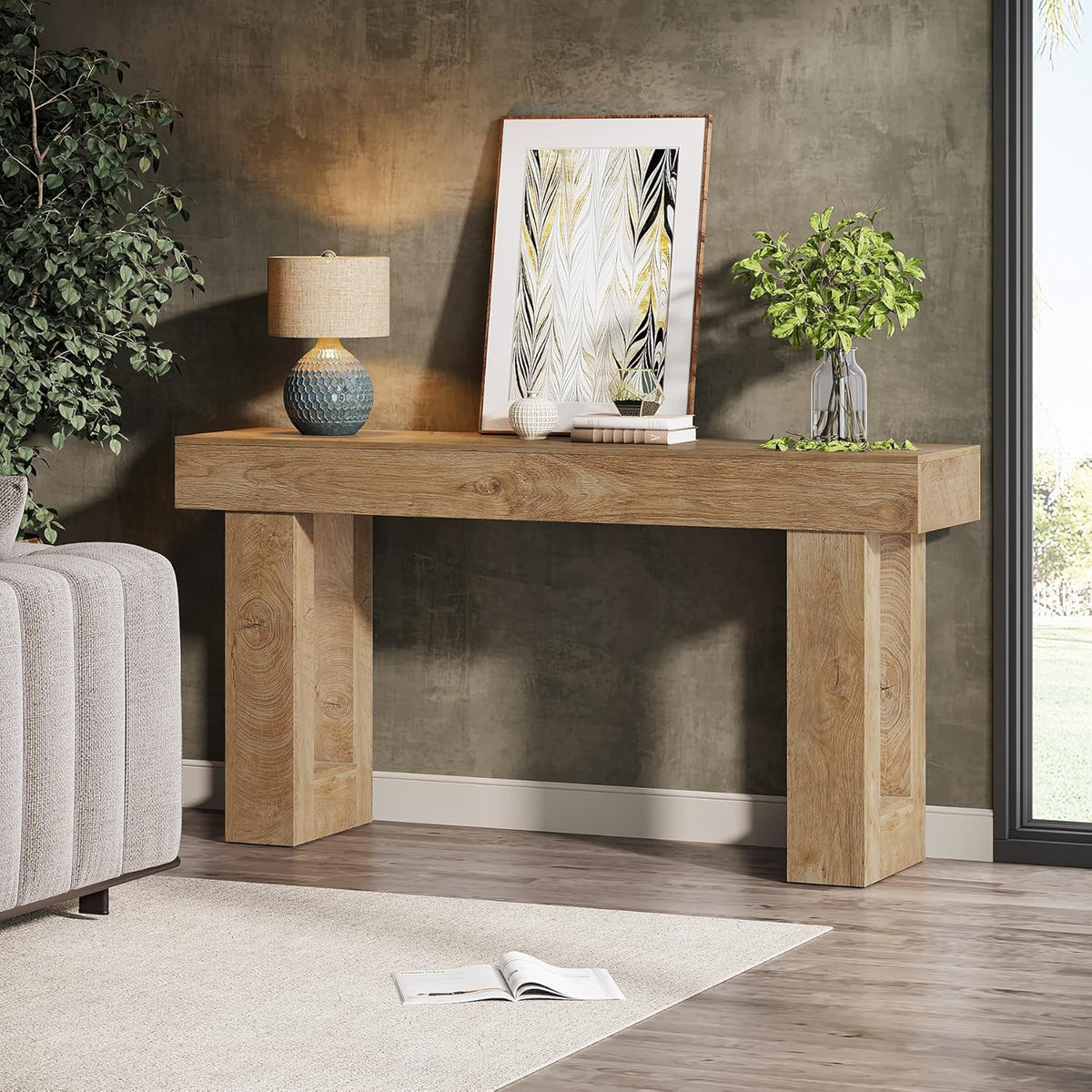 63" Farmhouse Console Table with Durable Design for Entryway and Living Room
