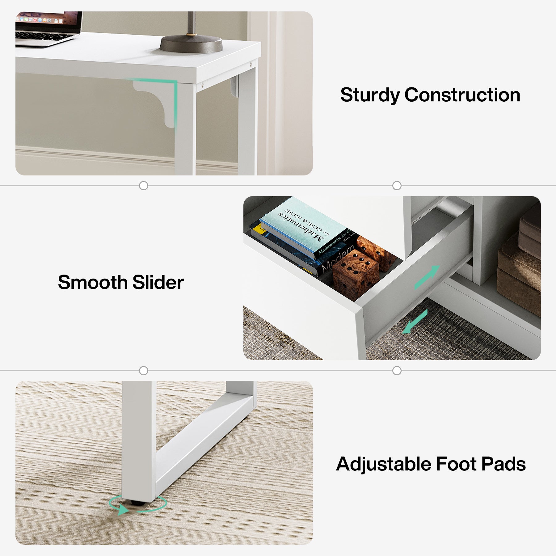 L-Shaped Computer Desk, Reversible Corner Desk With Drawer Cabinet