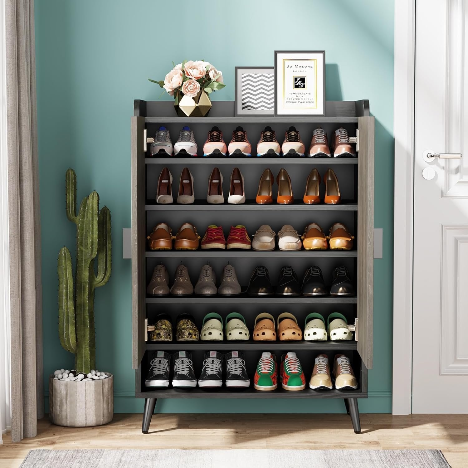 7-Tier Shoe Cabinet, Shoe Storage Organizer with Adjustable Shelves