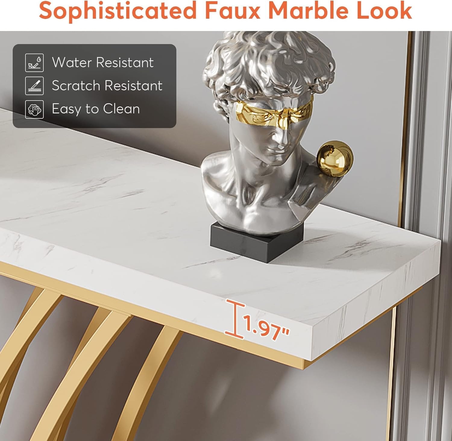 59" Gold Console Table, Modern Entryway Table with Grid-Shaped Metal Base for Entrance