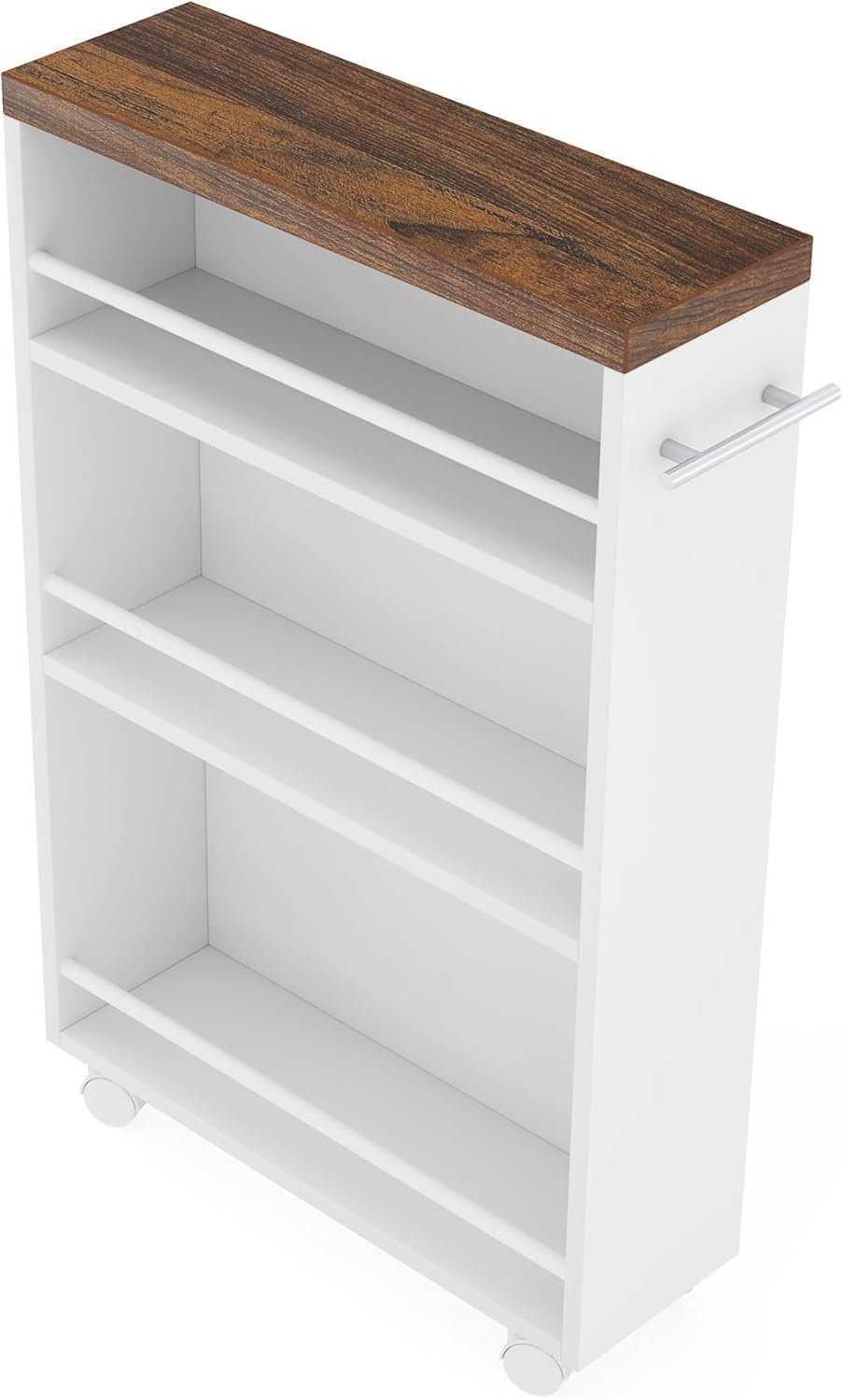 4-Tier Storage Cart, Slim Rolling Narrow Kitchen Cart for Small Place