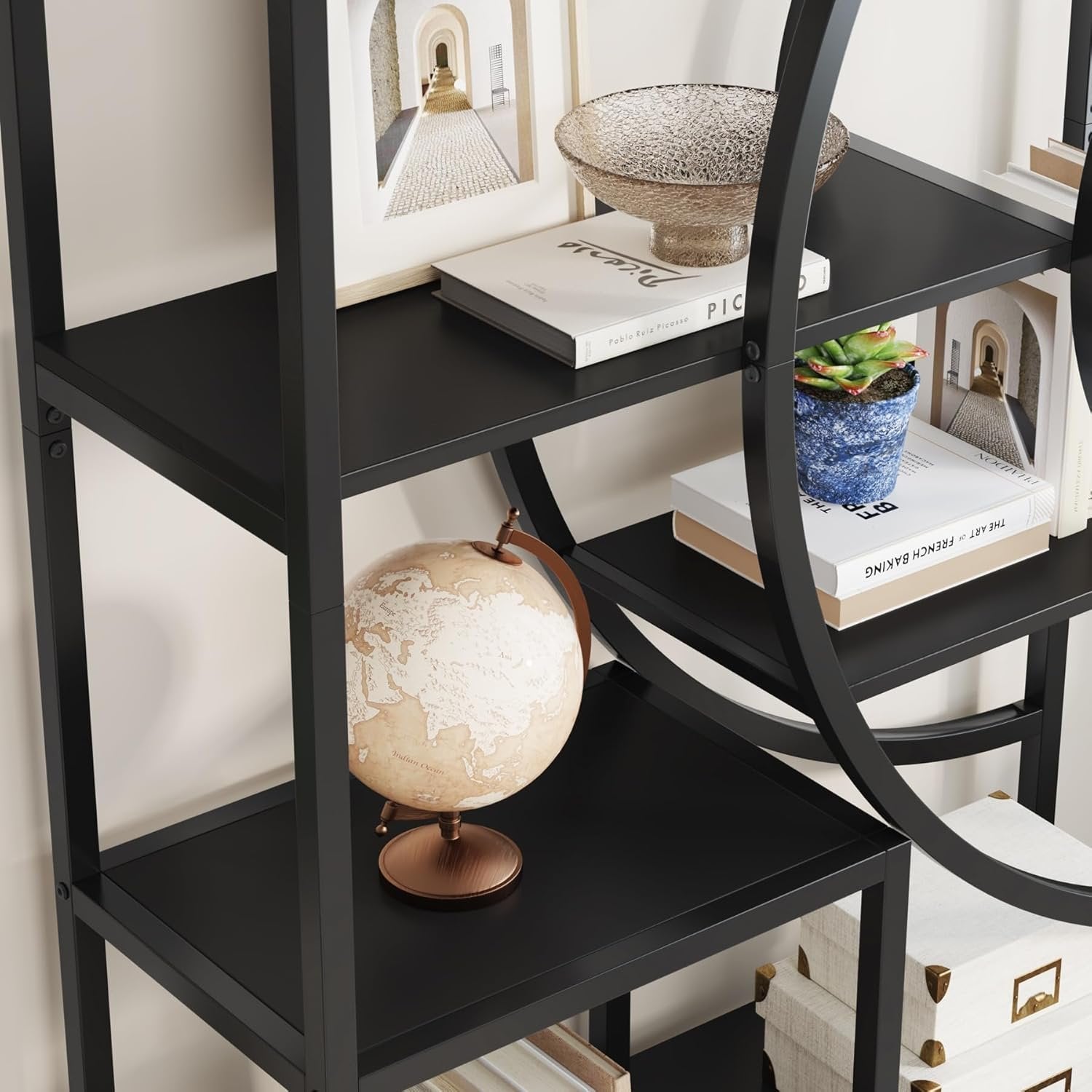 71" Bookcases, Industrial 8-Tiers Bookshelves with Geometric Metal Frame for Home Office