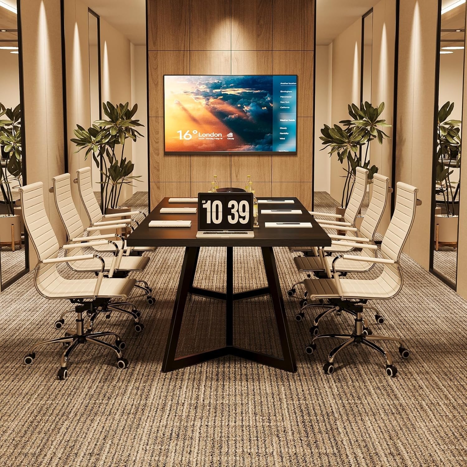 70.86" Modern Conference Table, Rectangular Desk with Sturdy Metal Frame