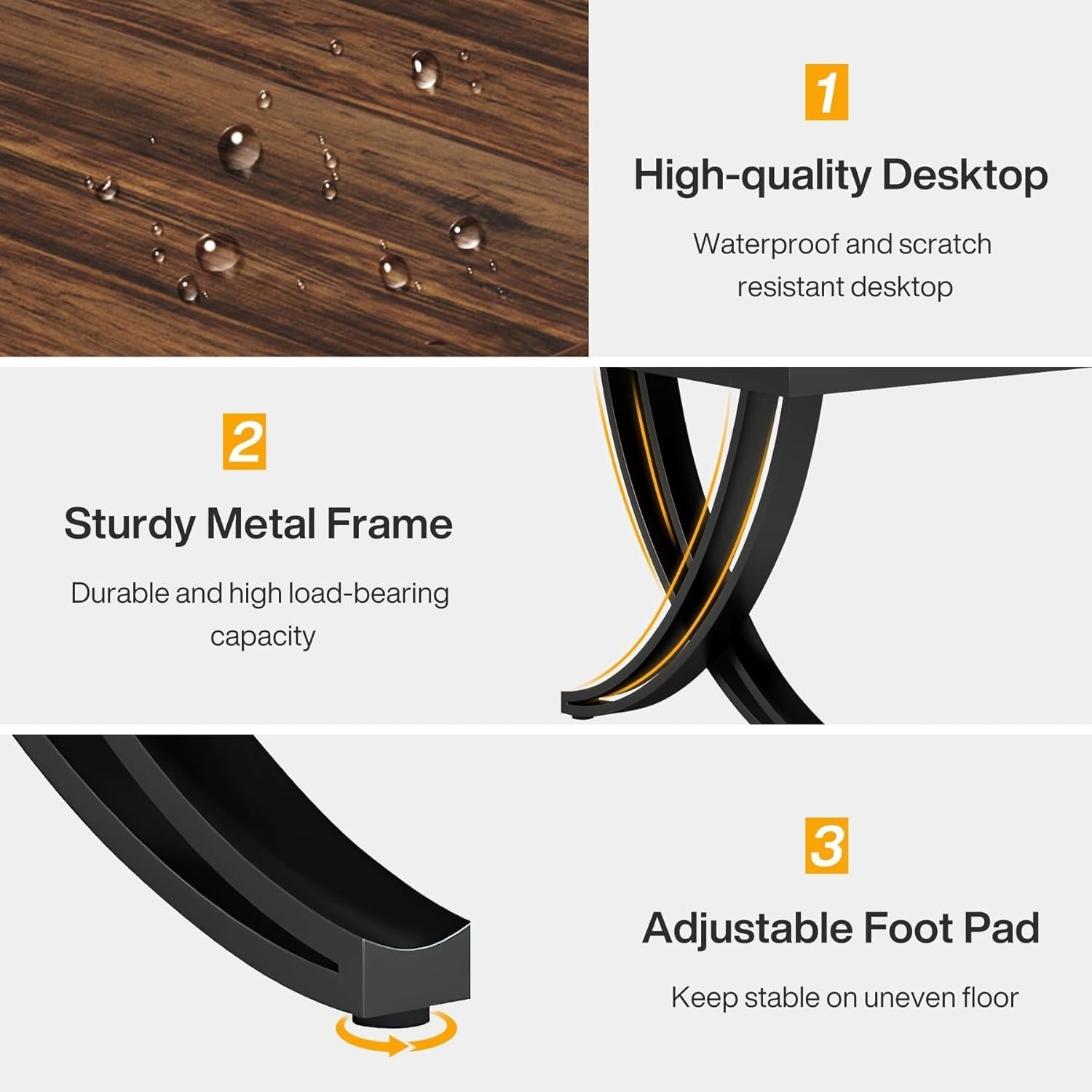 78" Conference Table for 6-8 People, Rectangular Table with Metal Frame